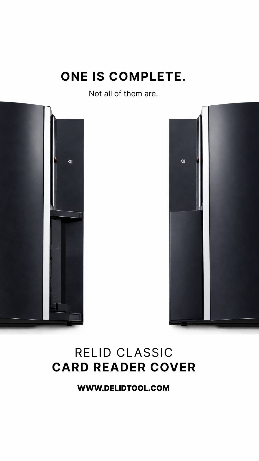 Relid Classic card reader cover shown from multiple angles for fit and finish reference